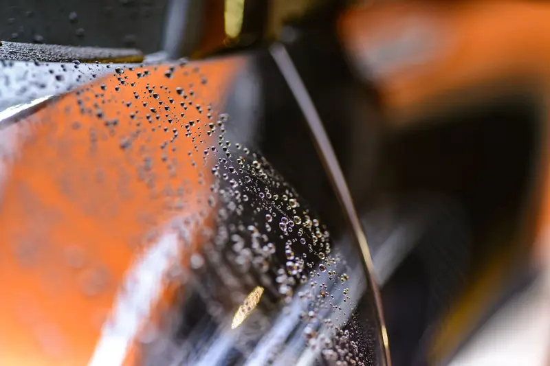 Droplets sitting on a glossy clear coat