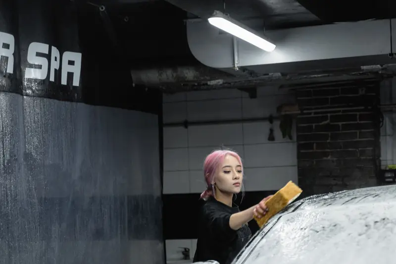 Wash foam and a mitt on a panel