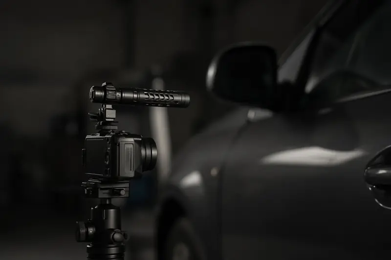 A short shotgun mic on a camera