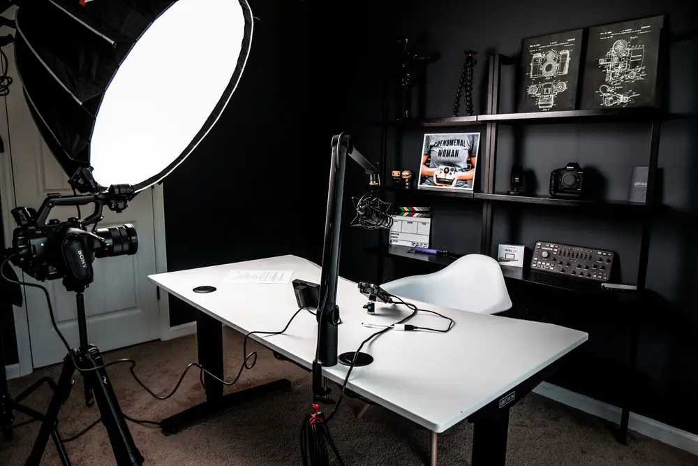 Video lights in a small filming setup